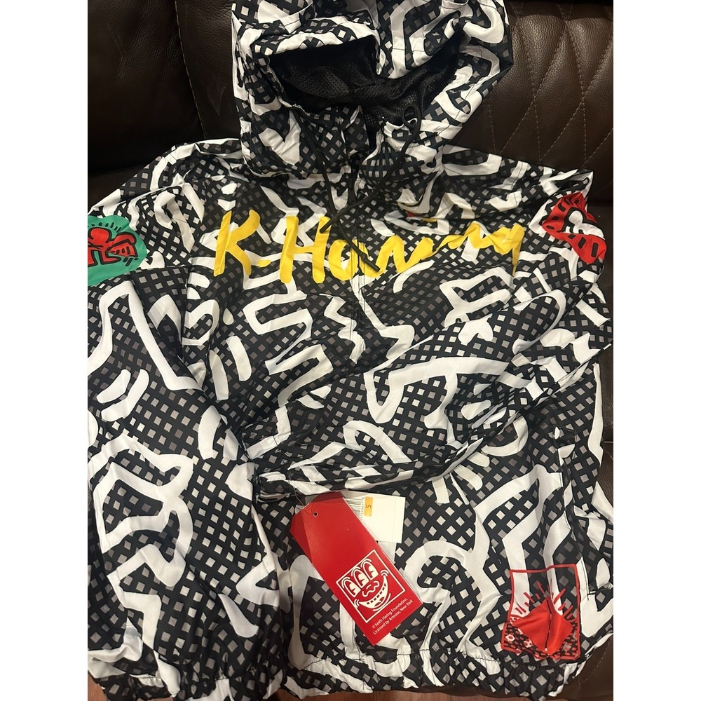 Keith Haring Members Only Windbreaker Jacket Mens Large Multicolor Art Zip New